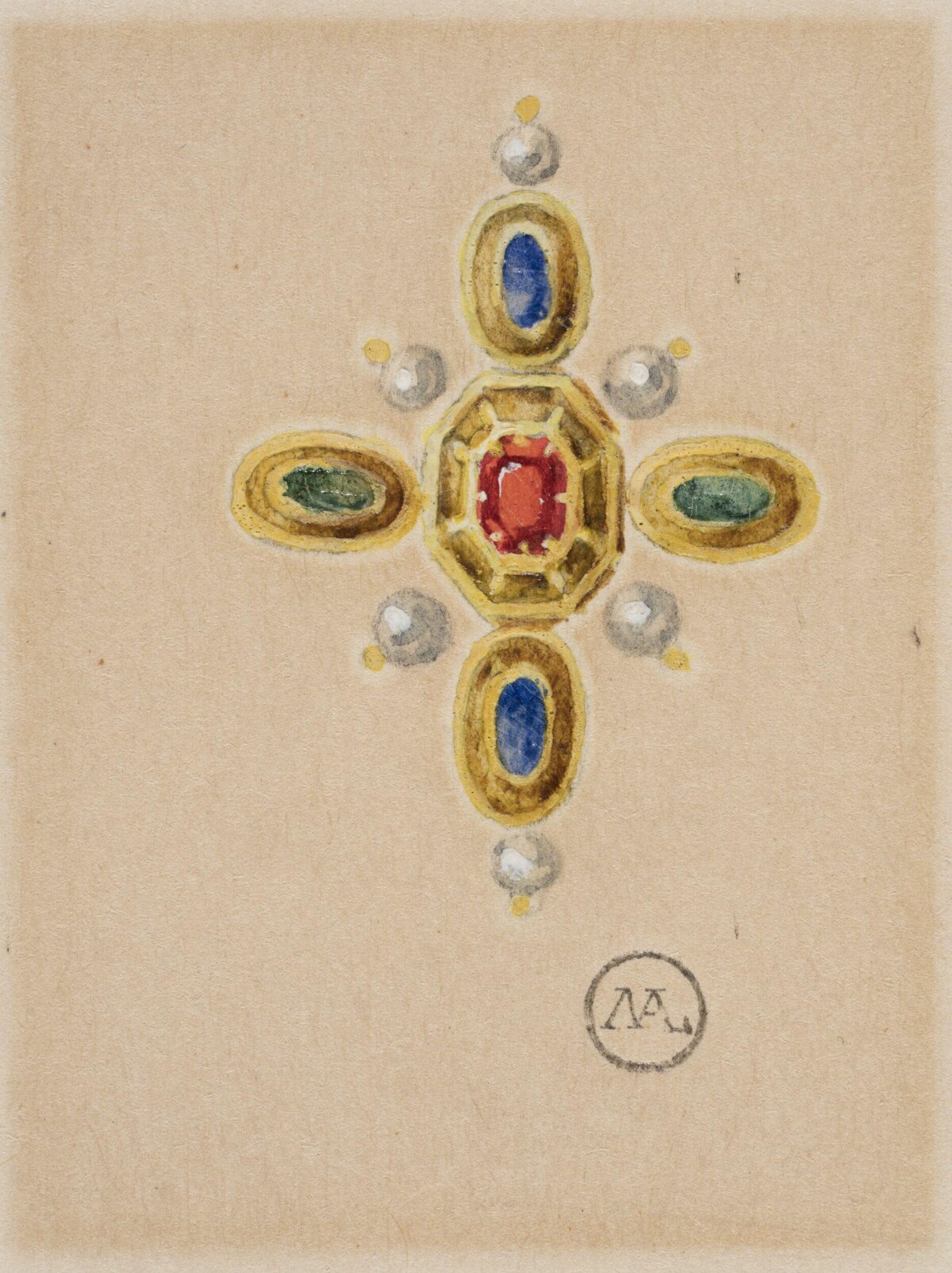 Gem Cross Jewelry Design Sketch