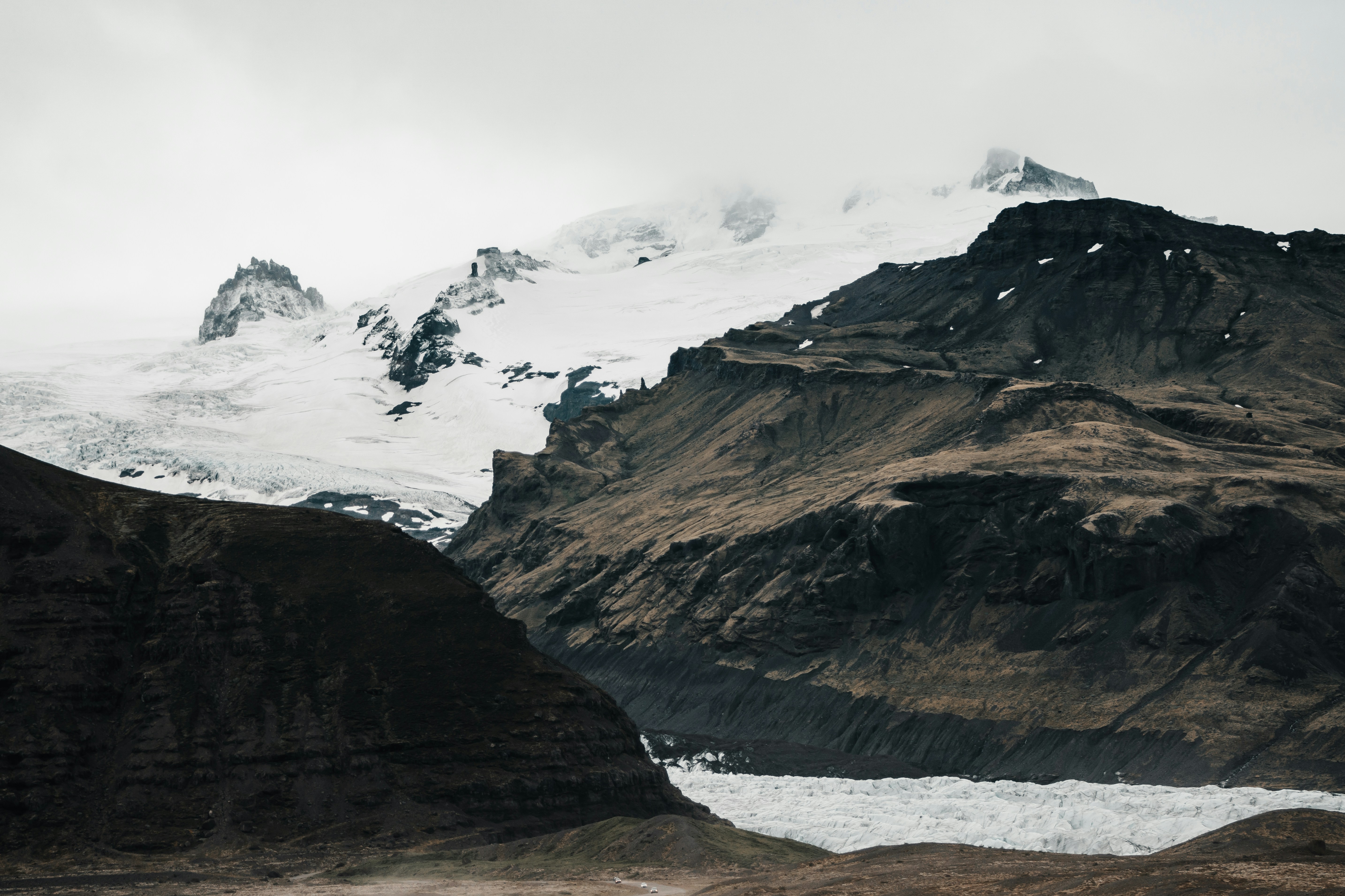 Glacier Mountain Landscape under Overcast Sky