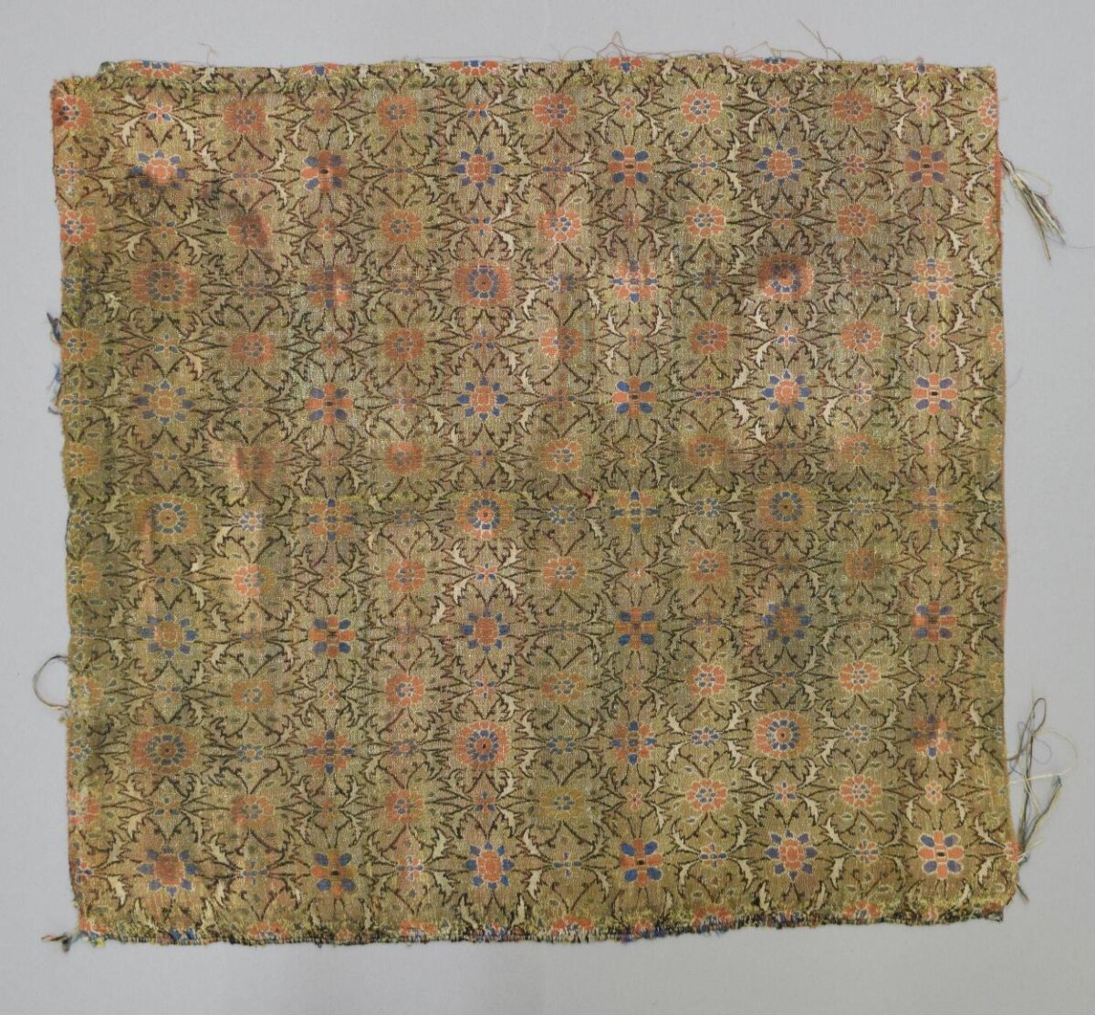 Antique Floral Woven Textile Fragment