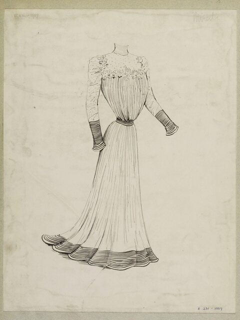Ink Sketch of Vintage Long Dress