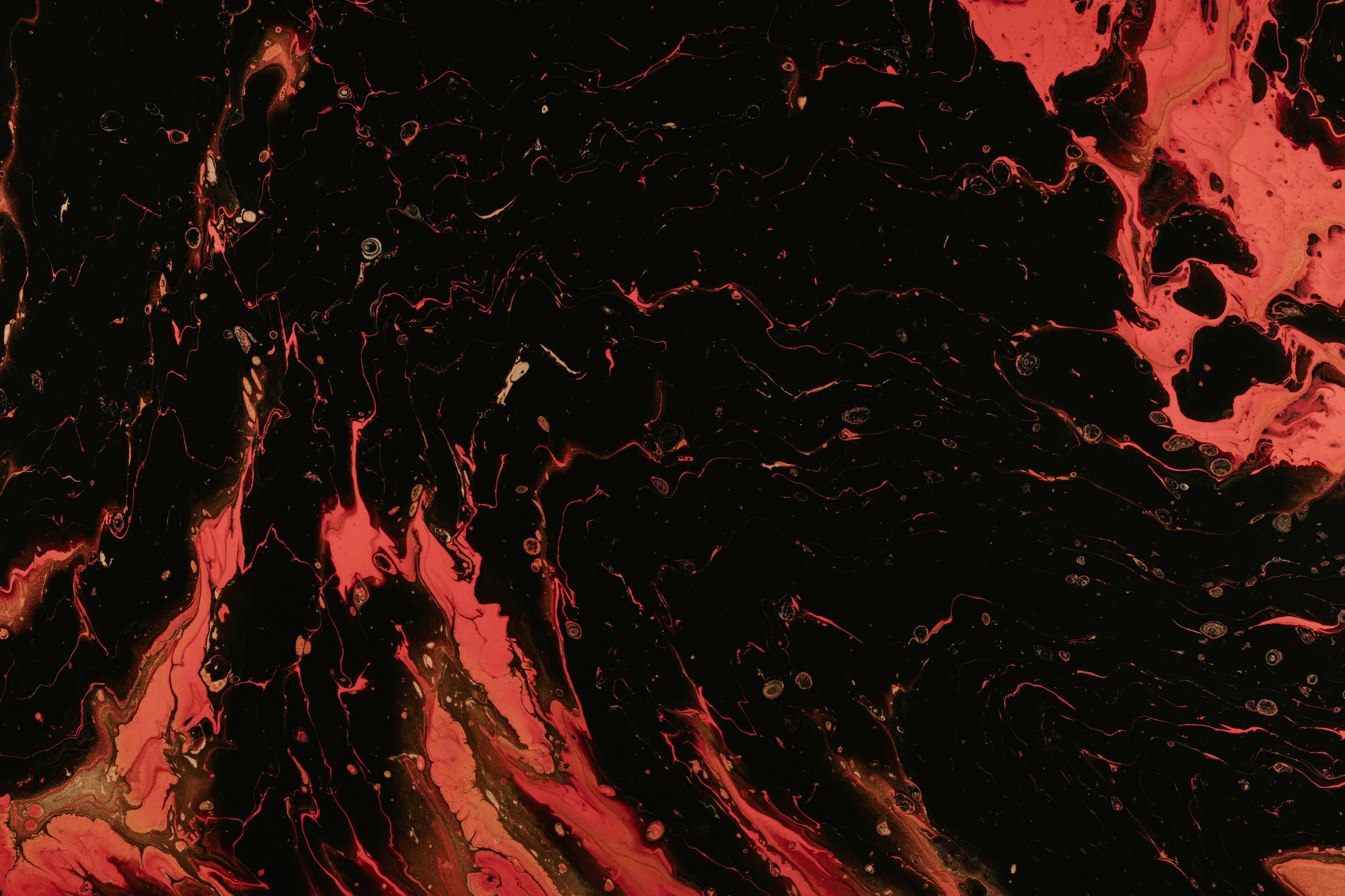 Black Red Abstract Fluid Art