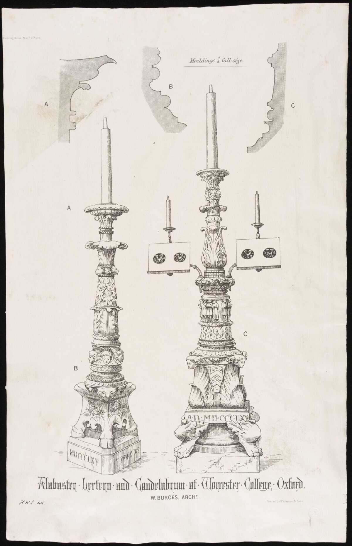 Oxford Worcester College Candelabrum Drawing