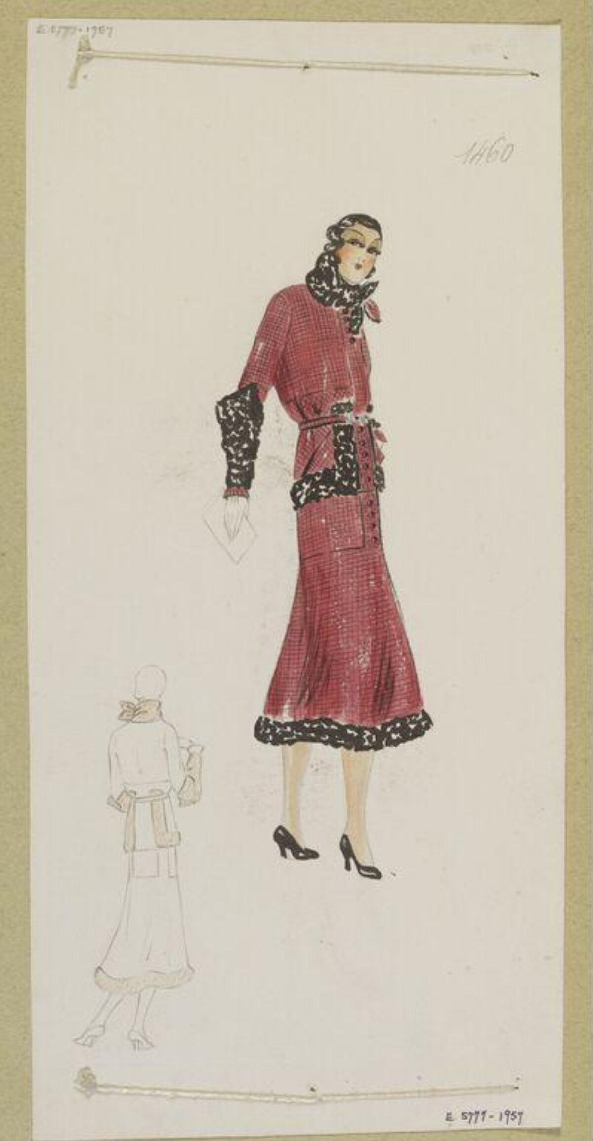 Vintage Red Dress Fashion Sketch