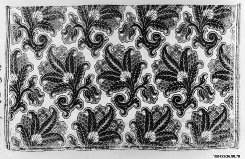 Stylized Floral Pattern Textile Fragment