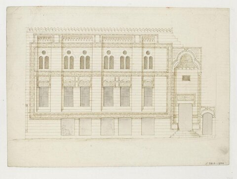 Ornate Building Facade Architectural Drawing