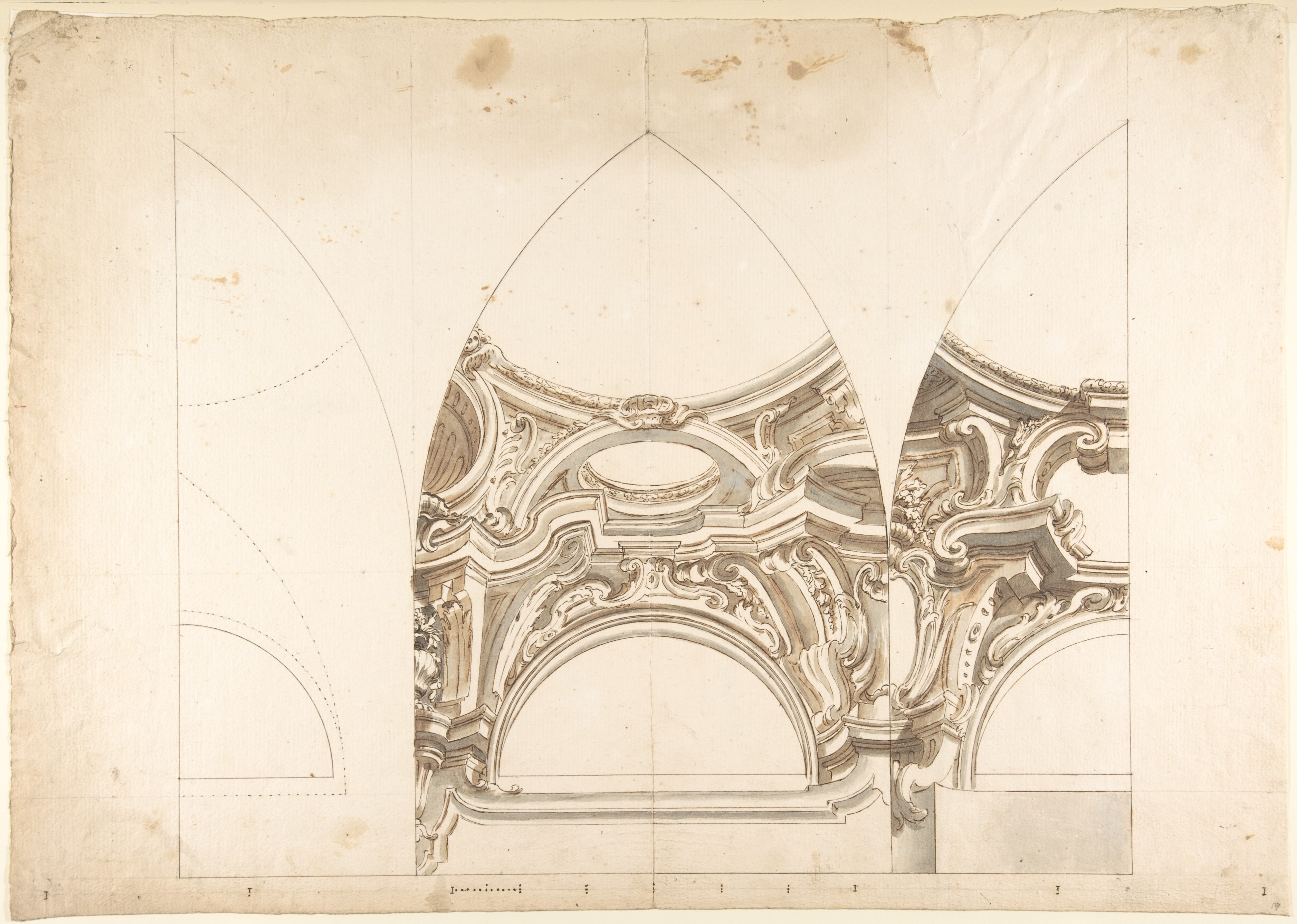 Baroque Ornate Arch Architectural Drawing