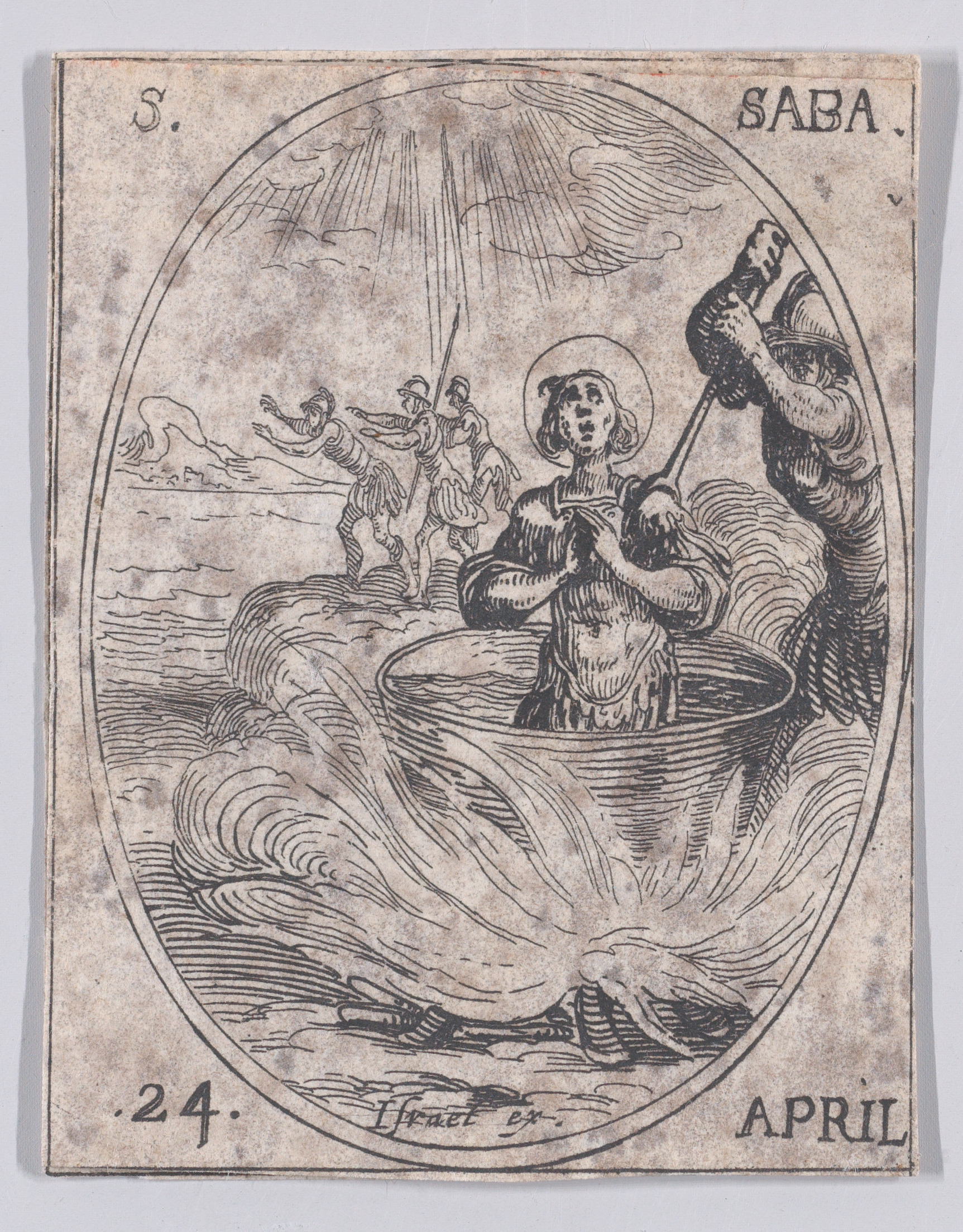 Antique Woodcut of Saint Saba