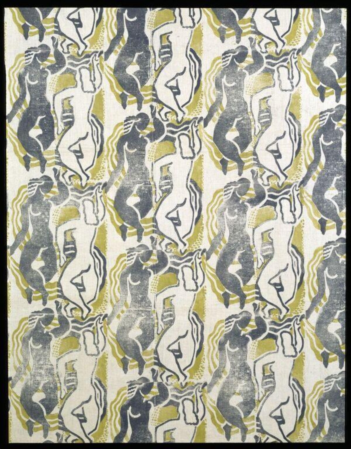 Repeated Dancing Nude Figure Textile Pattern