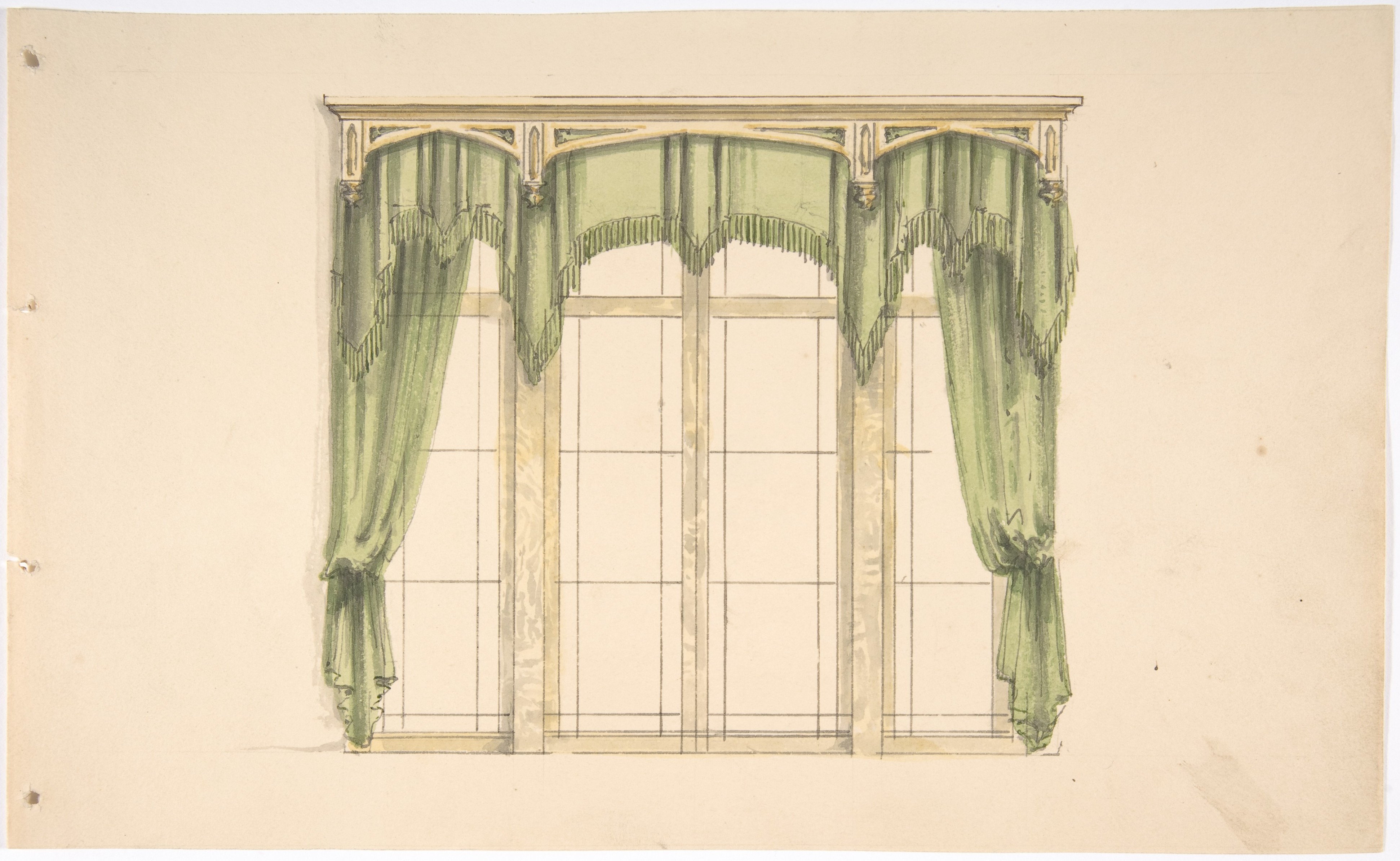 Hand-drawn Window Curtain Design Sketch