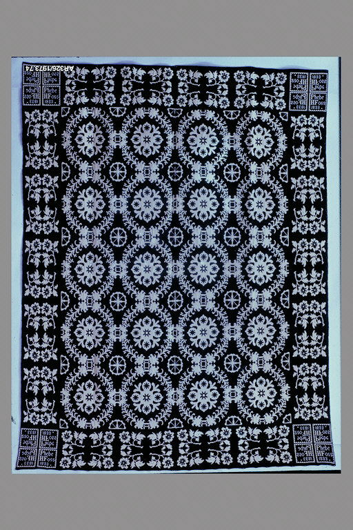 Black and White Floral Woven Coverlet