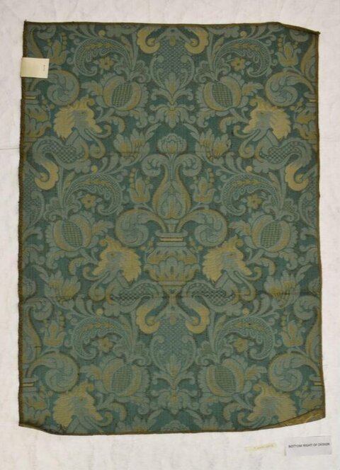 Antique Damask Pattern Textile Fragment