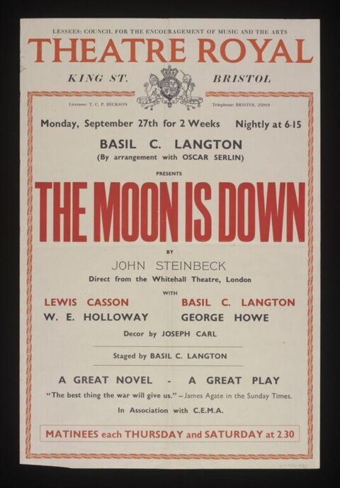 The Moon Is Down Theatre Play Poster