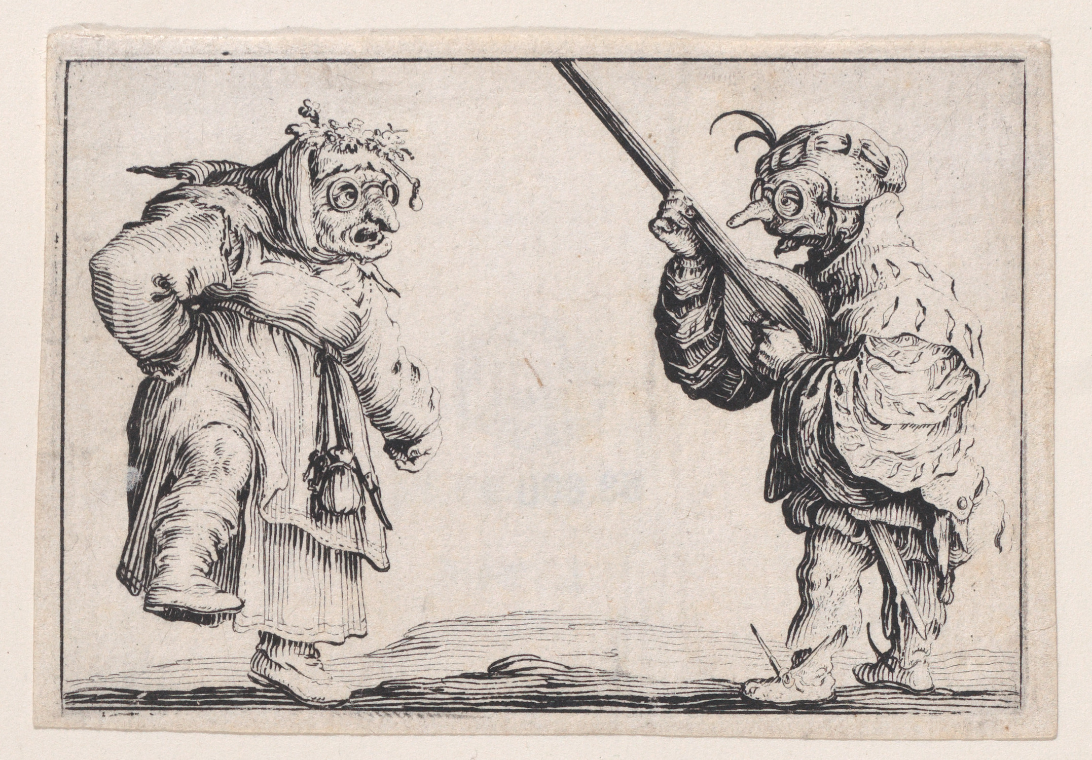 Two Caricatured Travelling Performers