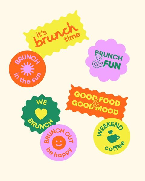 Colorful Brunch Themed Badges