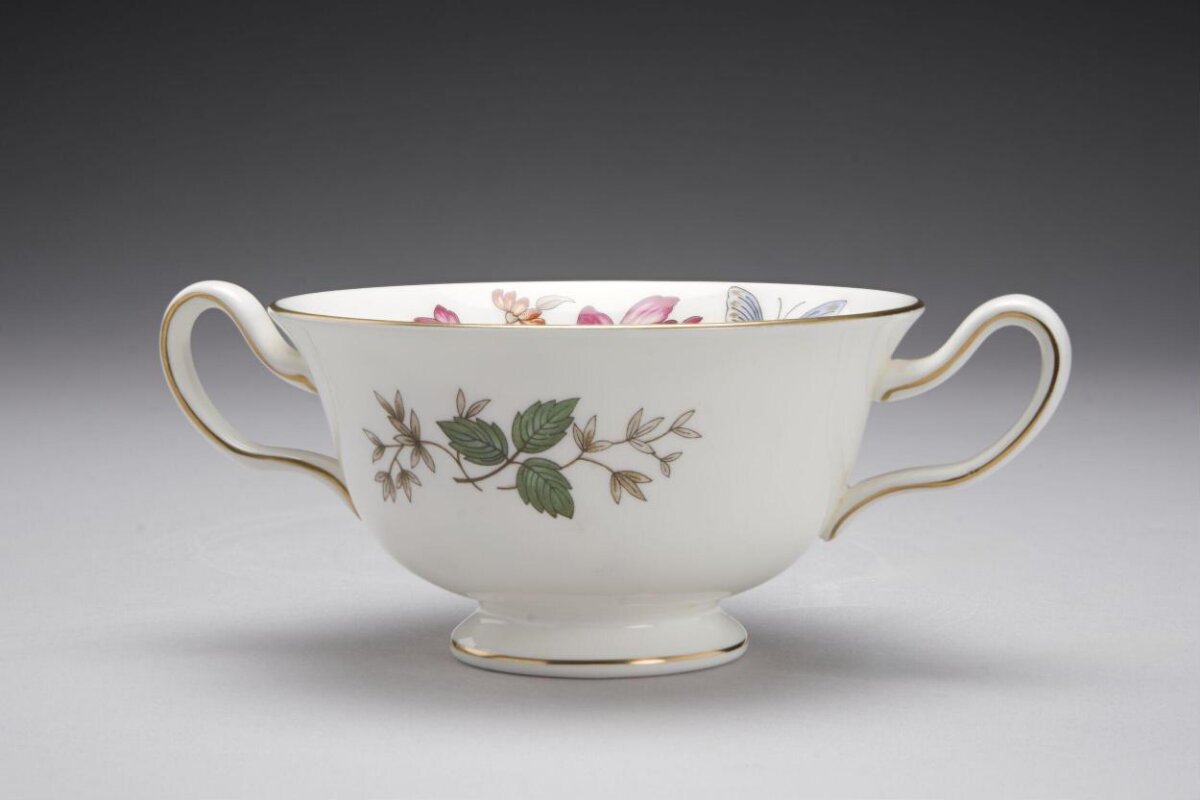 Floral Painted Double-handle Porcelain Cup