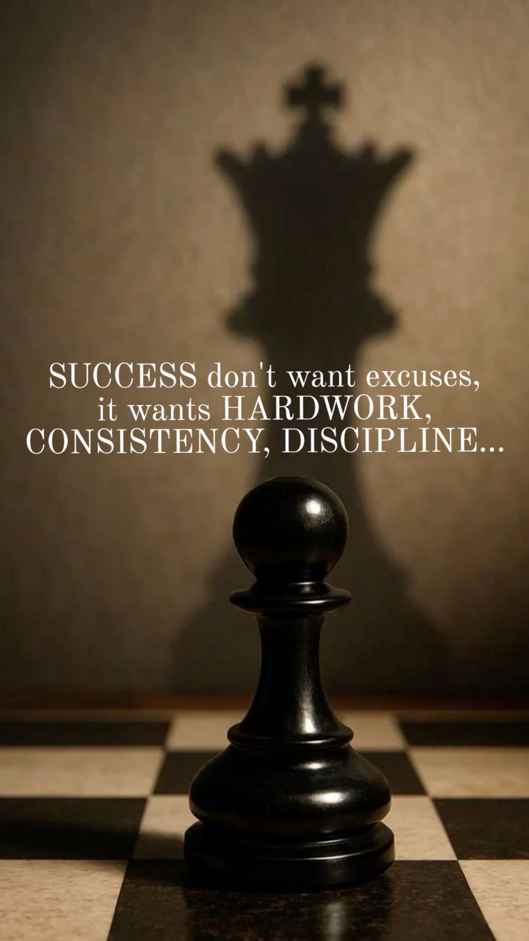 Success Motivational Quote with Chess Pawn