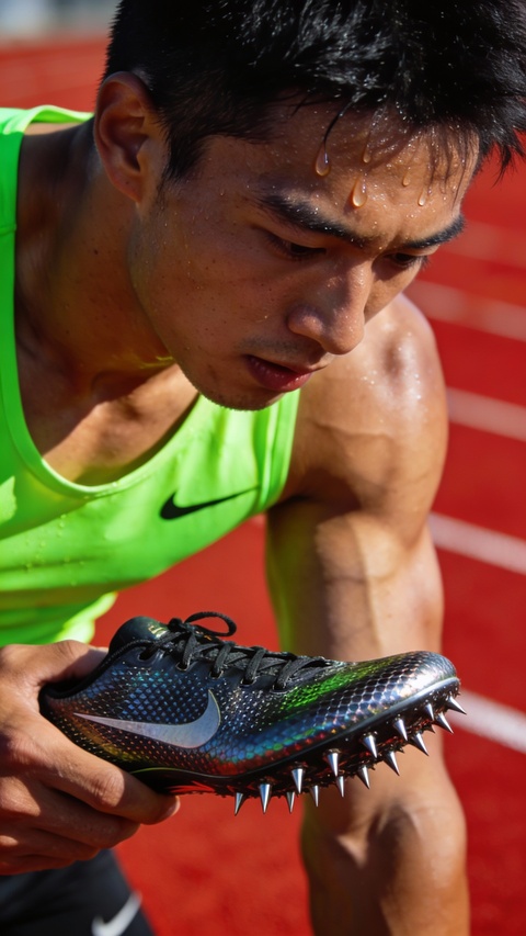 Track Athlete Holding Sprint Spike