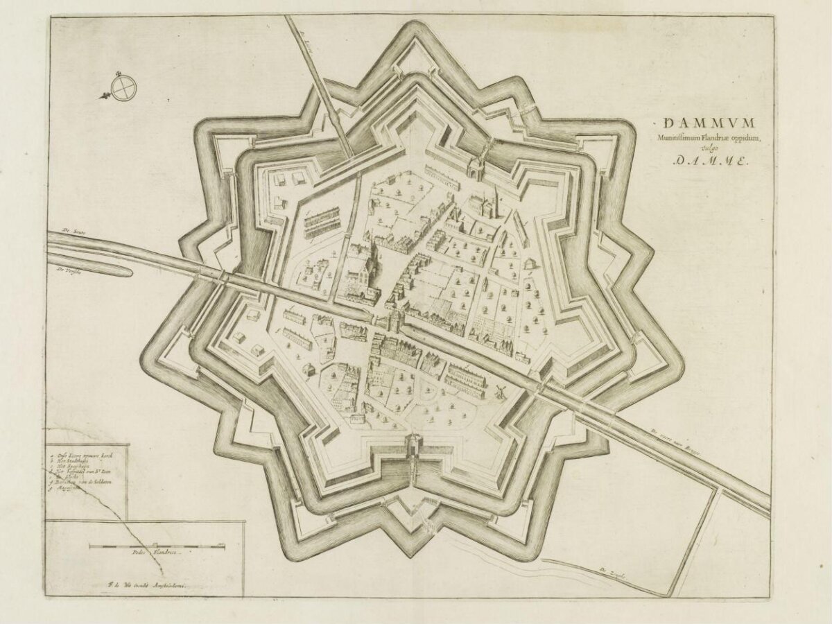 Antique Map of Damme Fortified Town