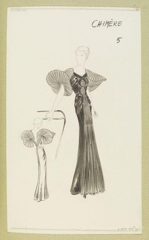 Vintage Evening Gown Fashion Sketch