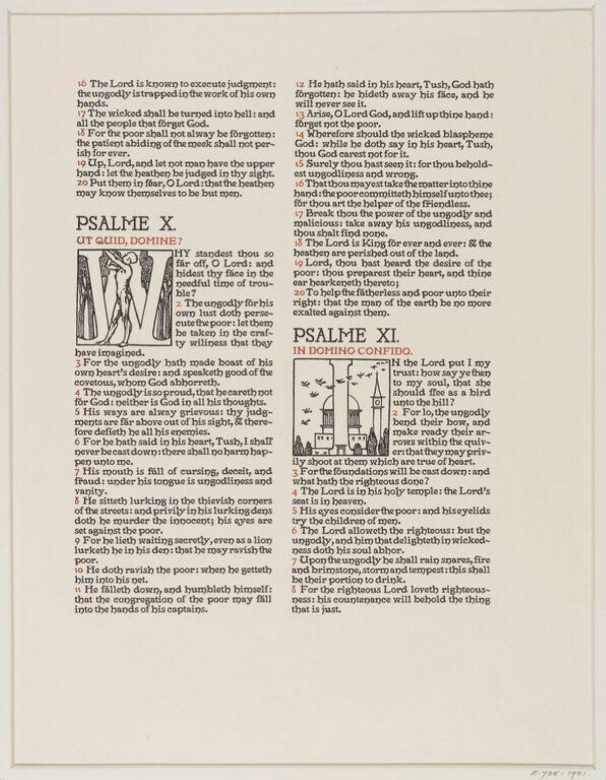 Old Printed Page of Two Bible Psalms