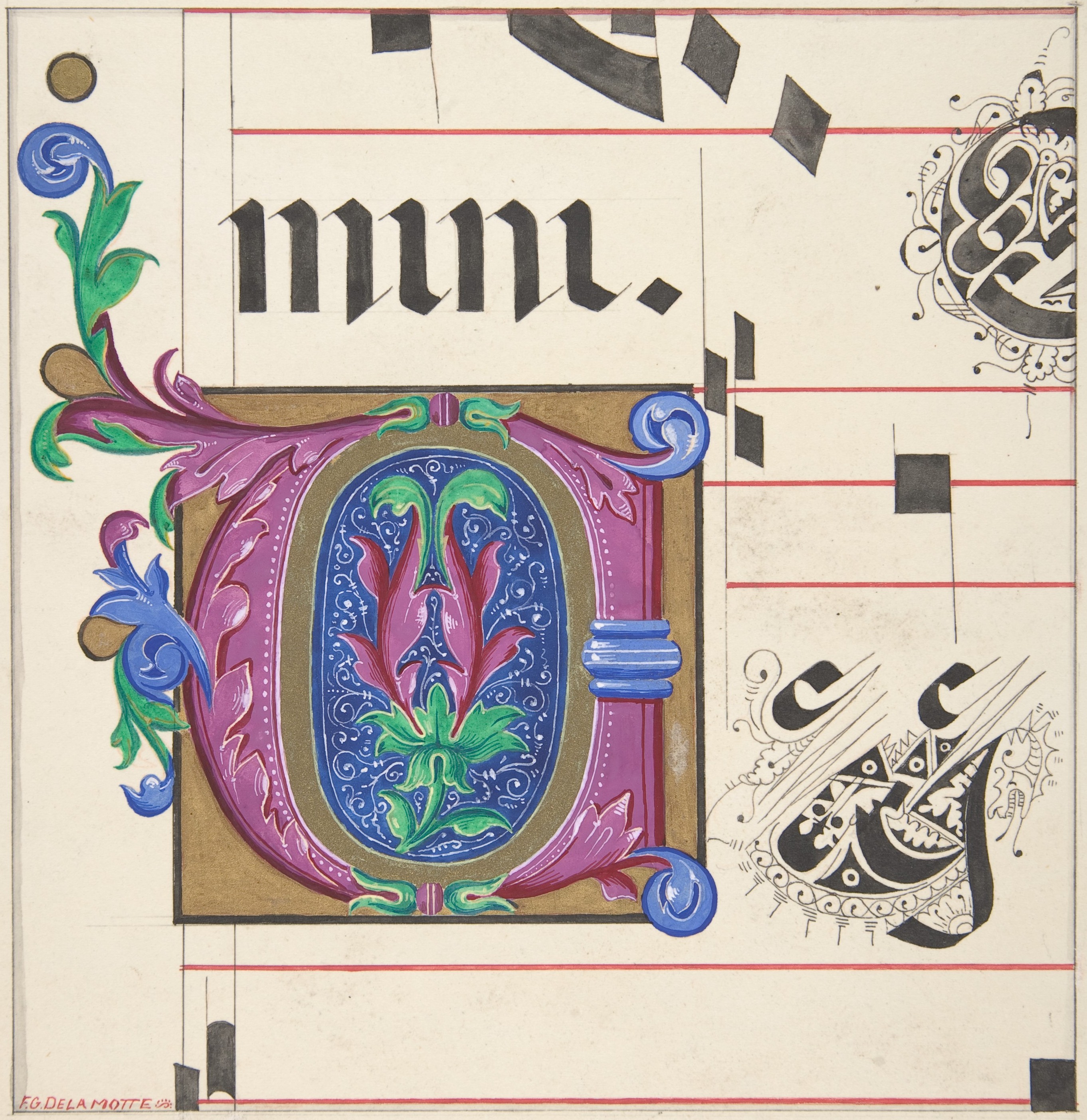 Illuminated Manuscript Initial O