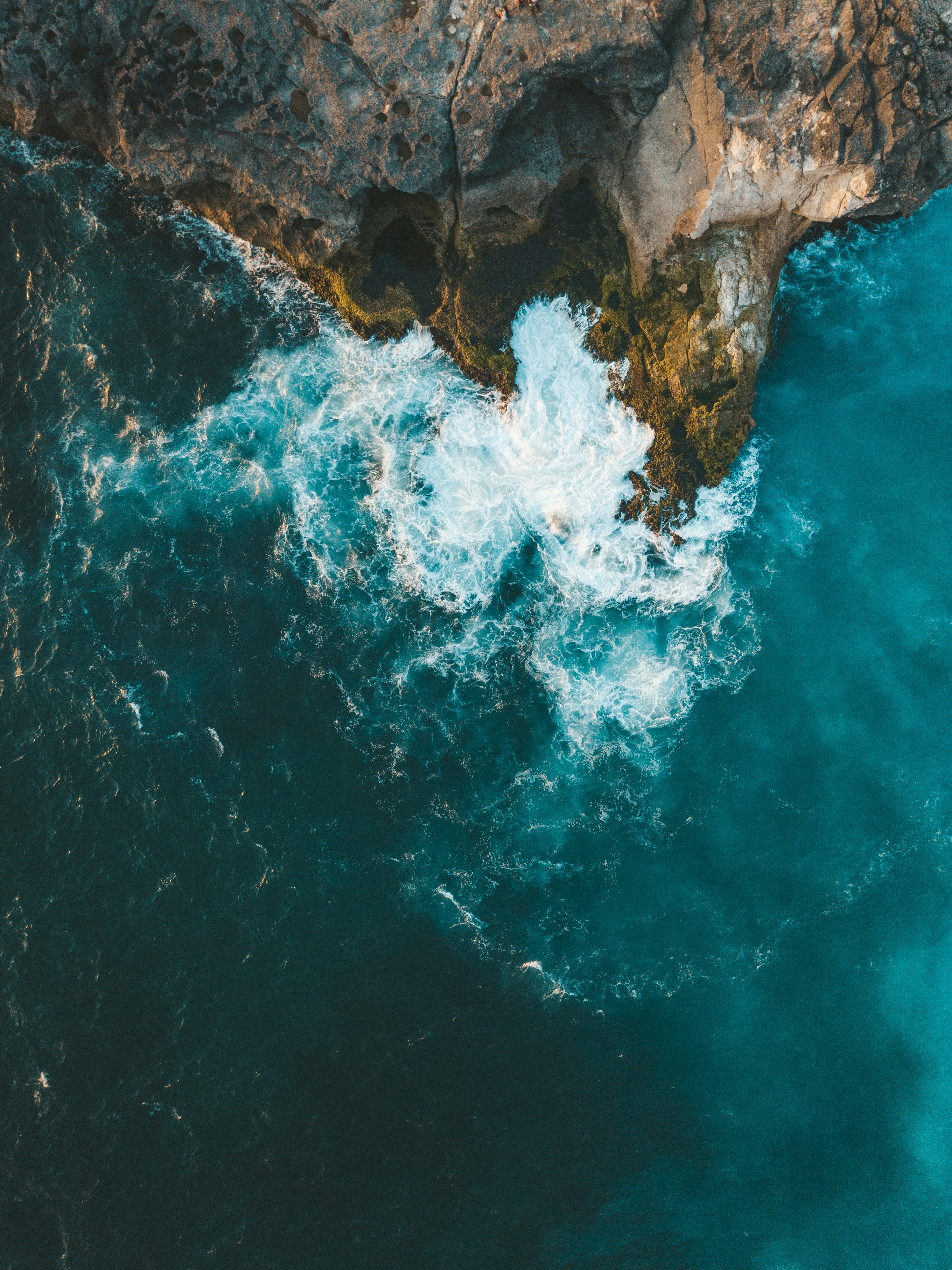 Aerial View of Coastal Cliff and Sea