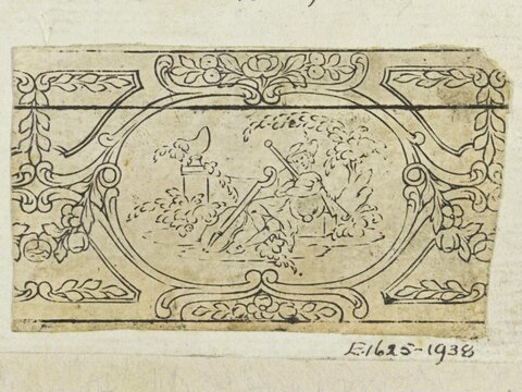 Ornamental Ink Sketch of Resting Hunter