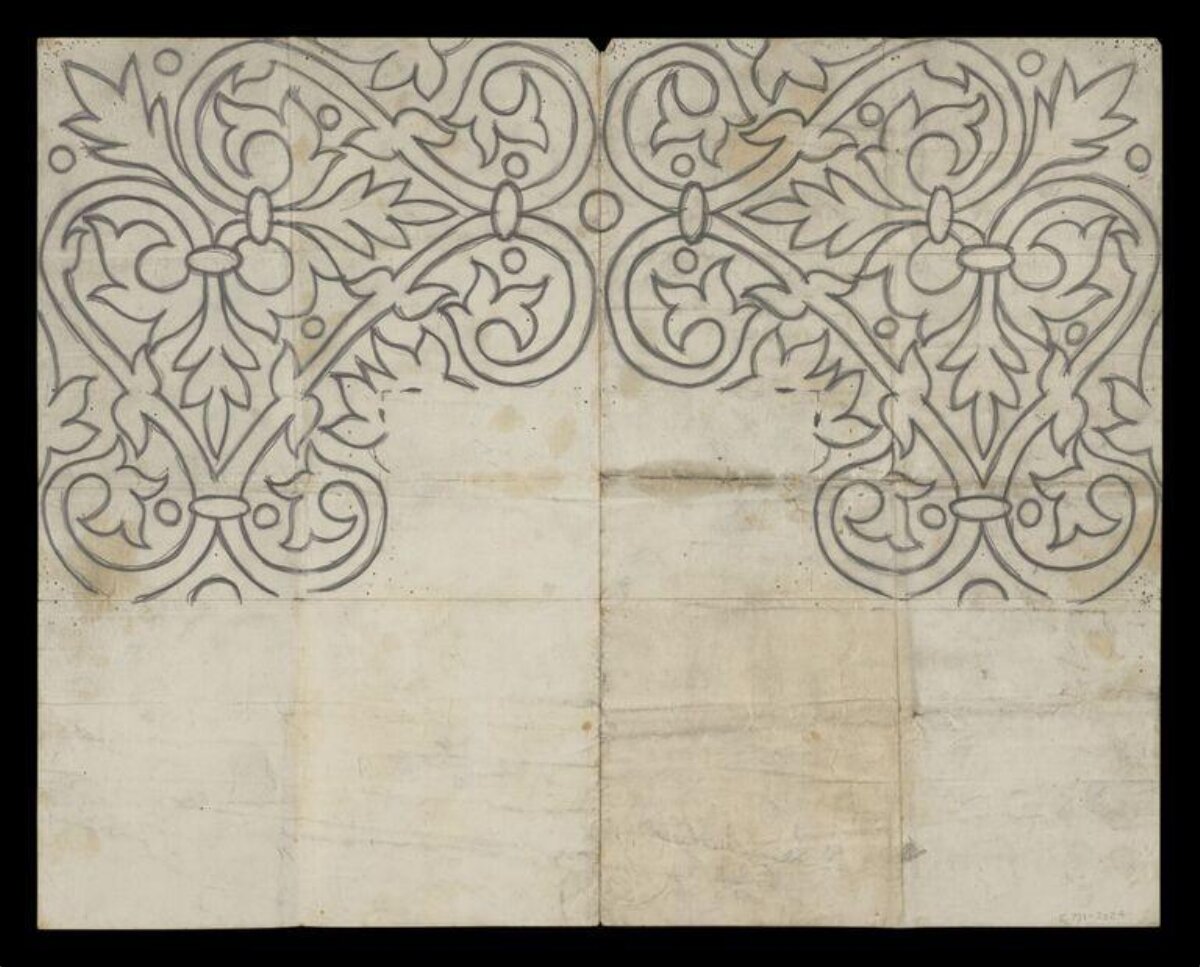 Pencil Sketch of Floral Scroll Pattern