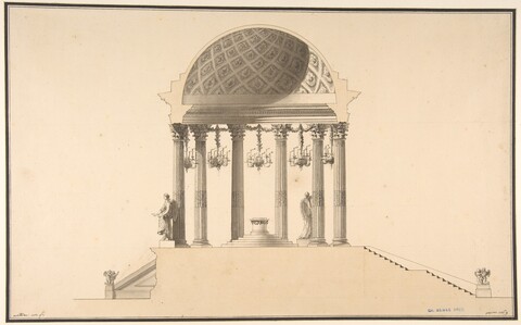 Sectional Drawing of Neoclassical Shrine