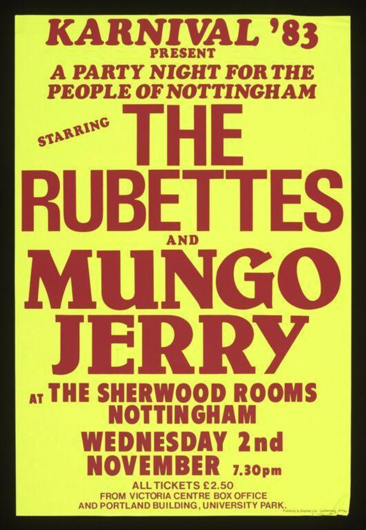 Karnival '83 Nottingham Concert Poster