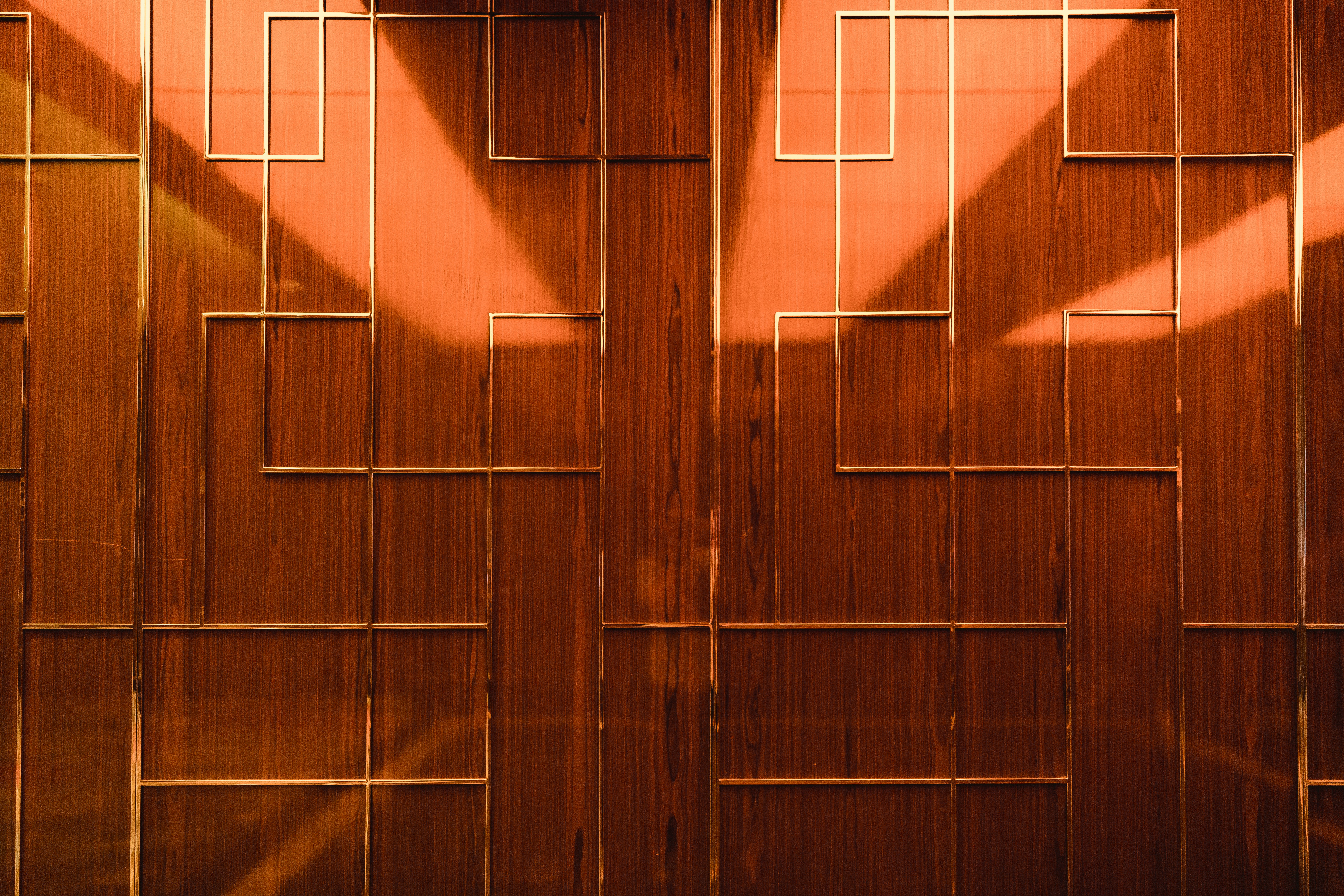 Decorative Wooden Wall with Gold Frames