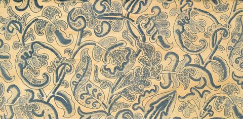 Vintage Blue Botanical Textile Pattern