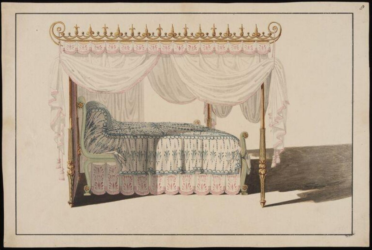 Antique Canopy Bed Design Drawing