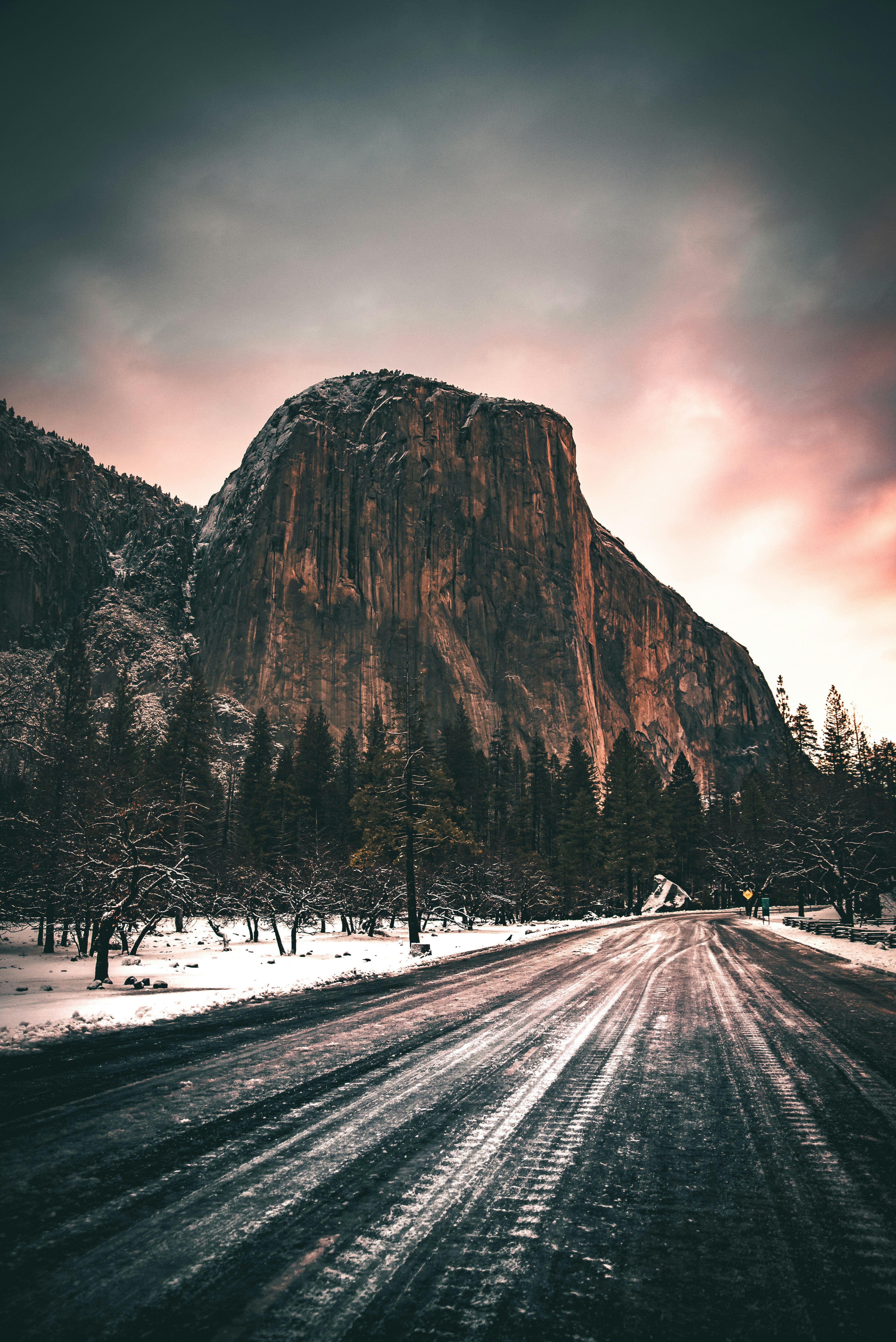 Snowy Road to El Capitan
