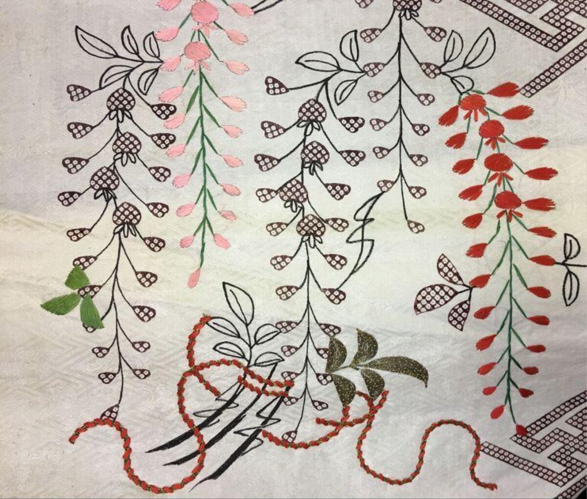 Hand Embroidered Hanging Flower Pattern