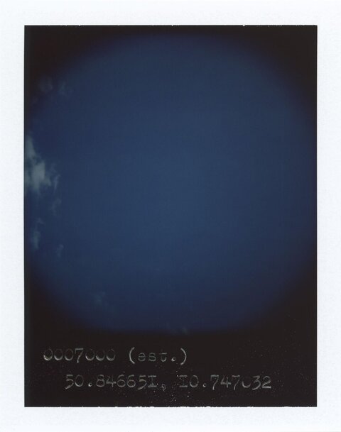 Dark Blue Sky Polaroid with Coordinates
