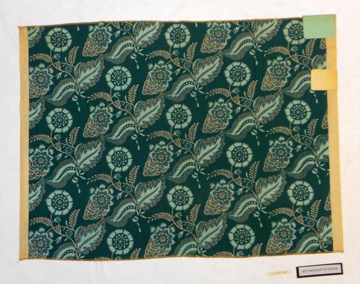 Vintage Green Botanical Print Fabric