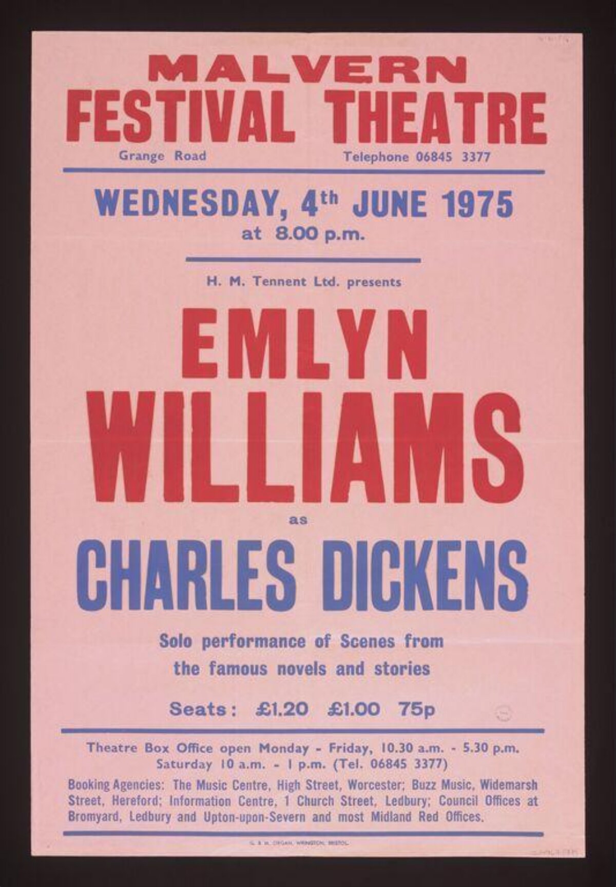 1975 Malvern Festival Theatre Performance Poster