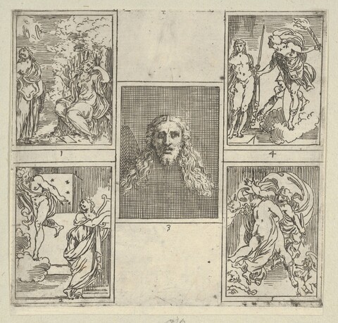 Five Numbered Antique Classical Engravings