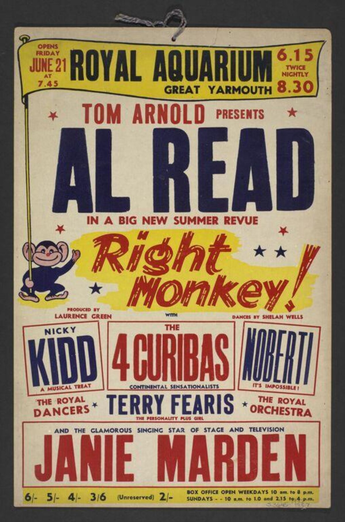 Vintage Right Monkey Revue Show Poster