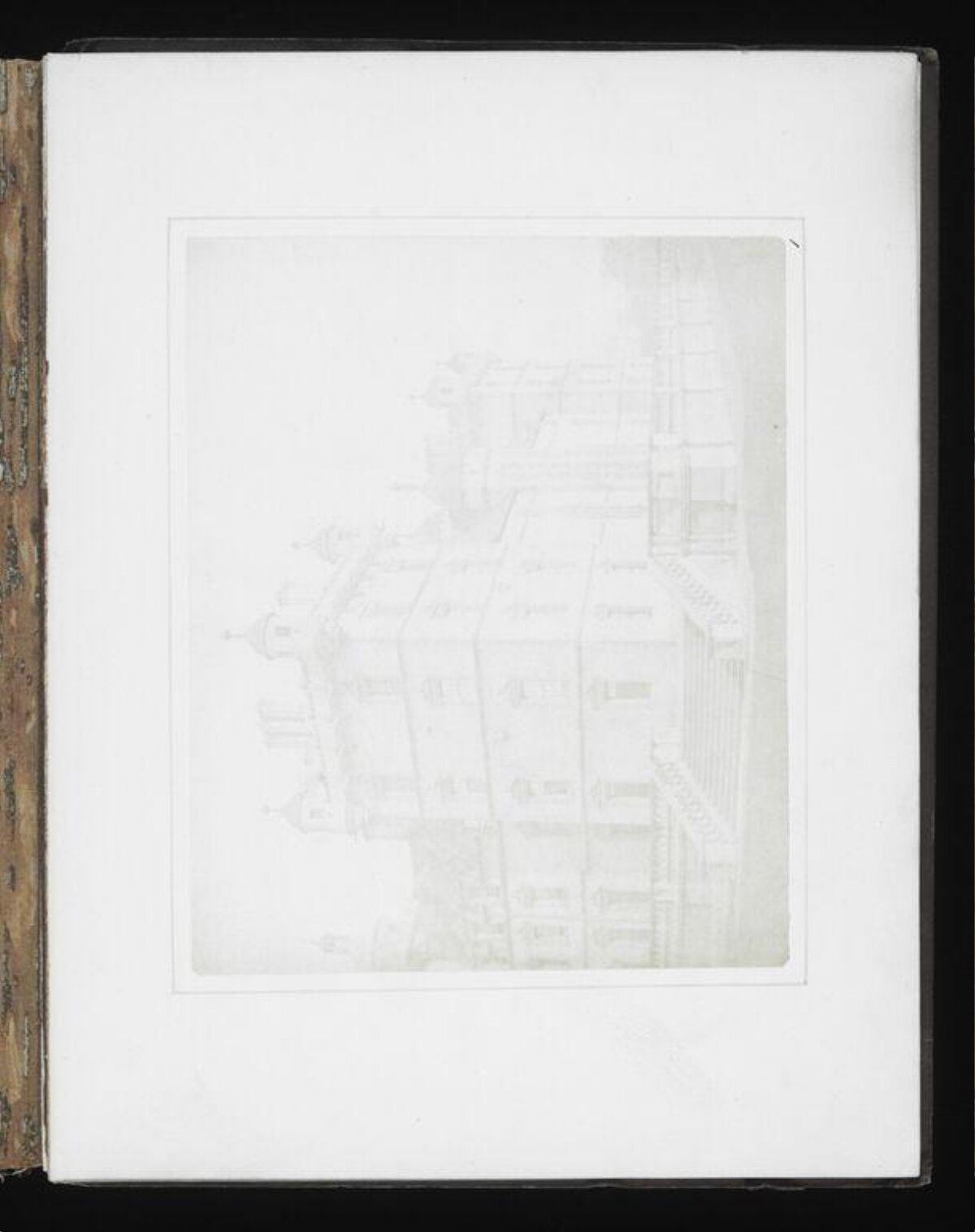 Faint Architectural Sketch on Album Page — White Backgrounds