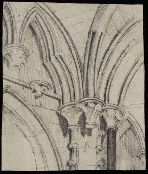 Pencil Sketch of Gothic Arch Vaulting