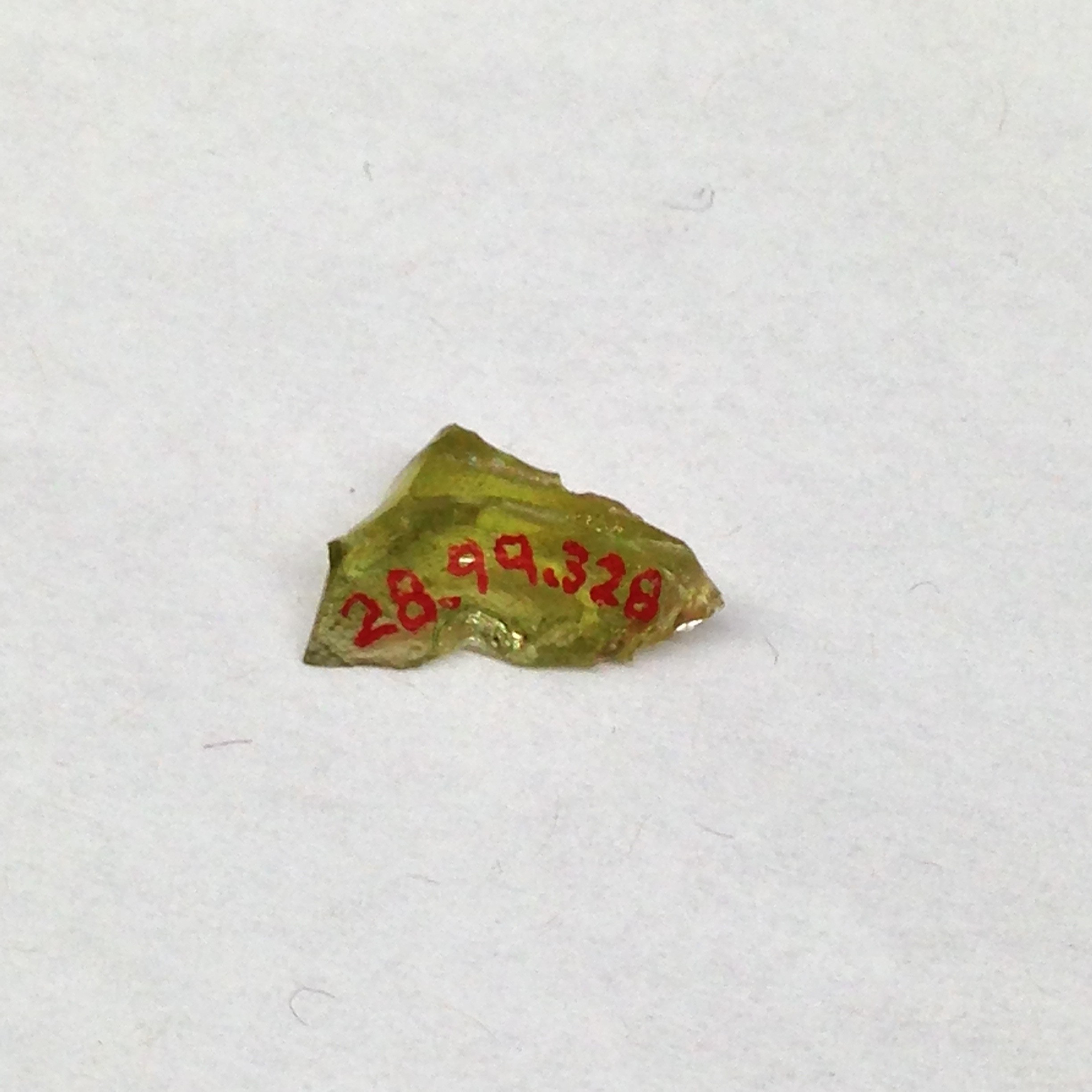 Labeled Green Mineral Fragment