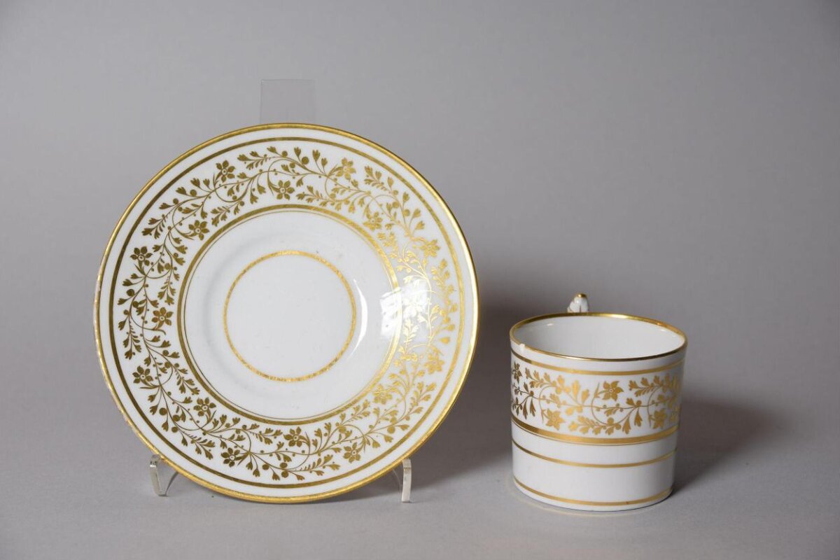 Gilded Porcelain Cup and Saucer