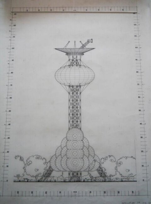 Hand-drawn Observation Tower Blueprint