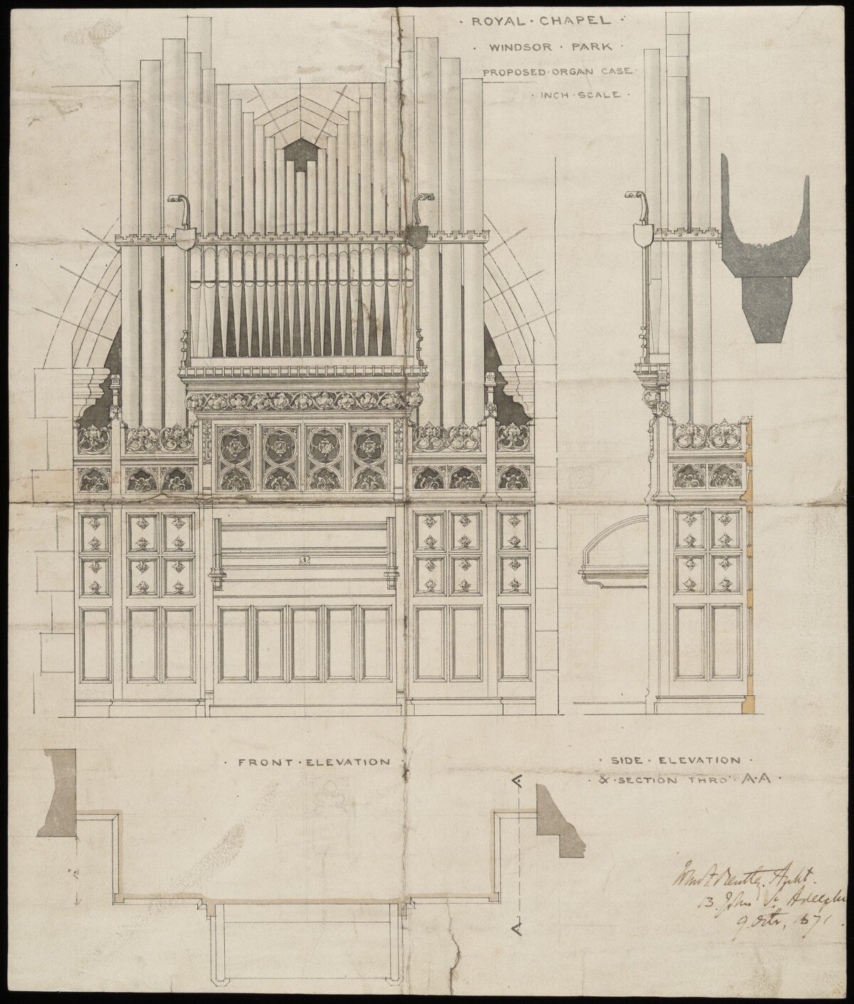 Royal Chapel Proposed Organ Case Drawing
