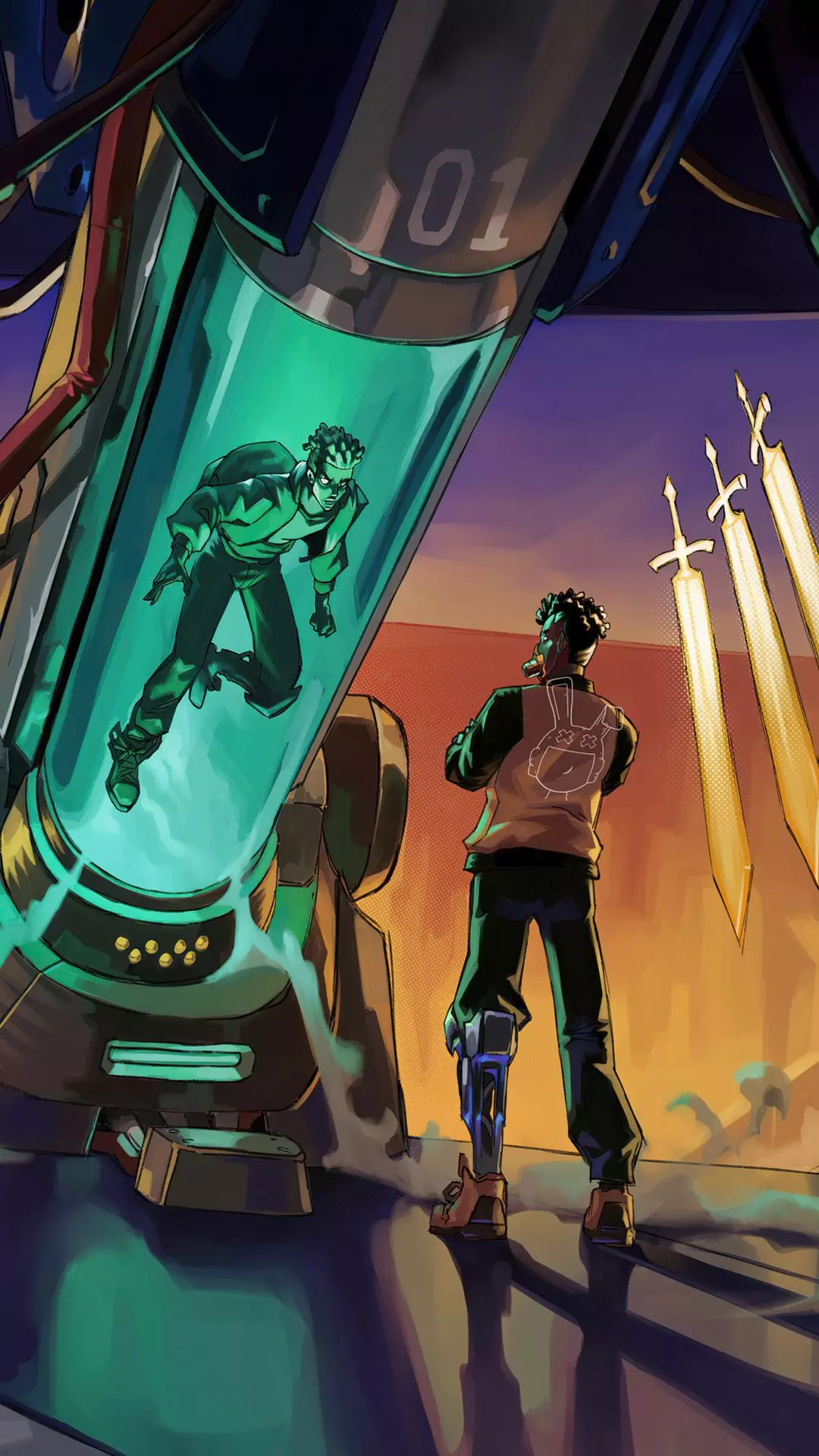 Man Observes Clone in Stasis Chamber