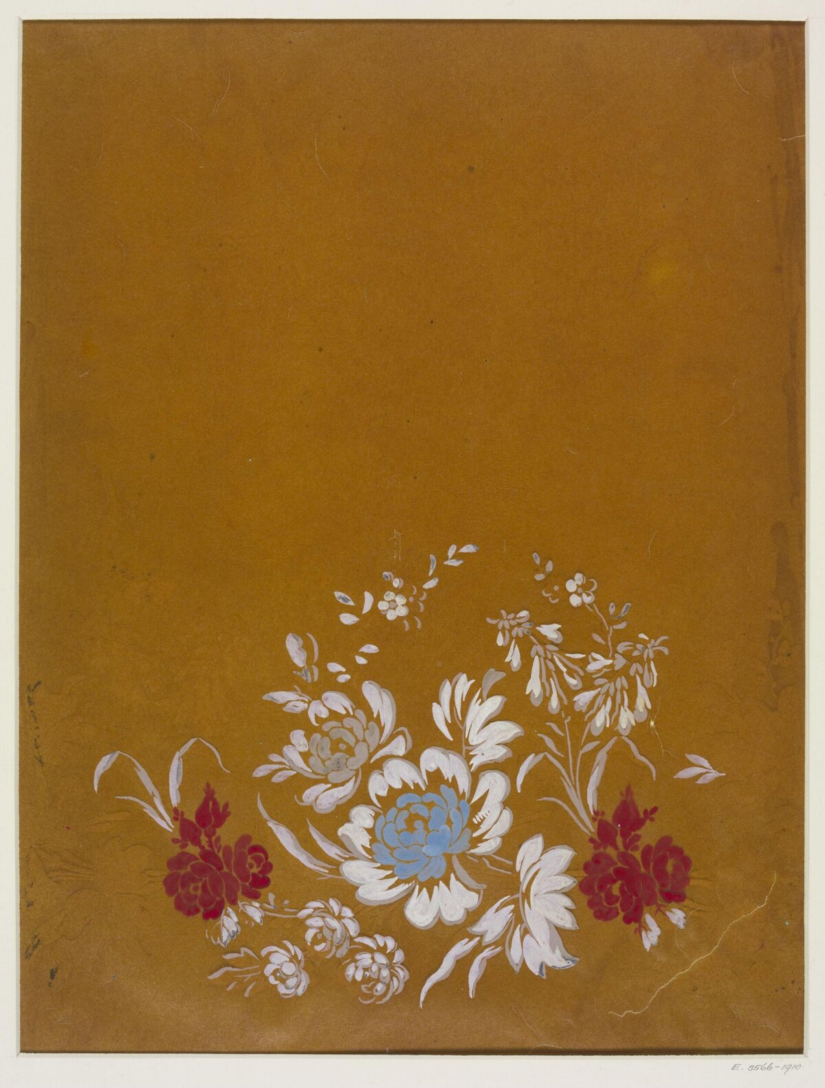 Painted Floral Cluster on Ochre Paper