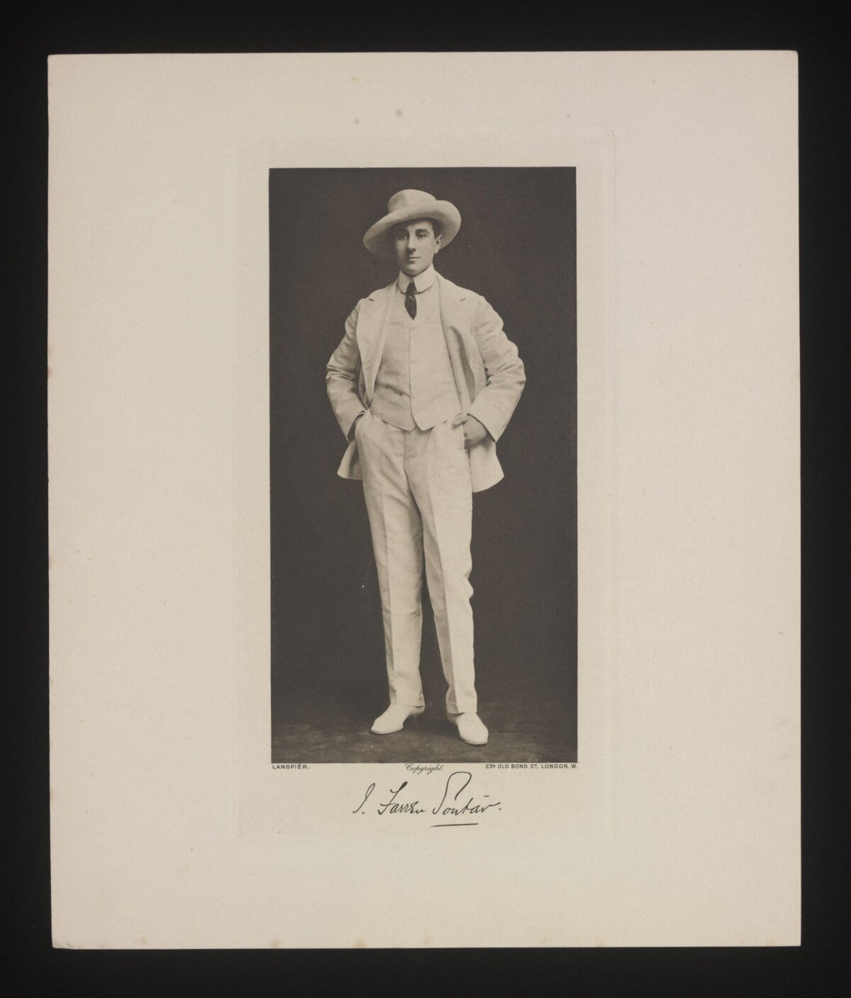 Vintage Signed Portrait of Man in Light Suit