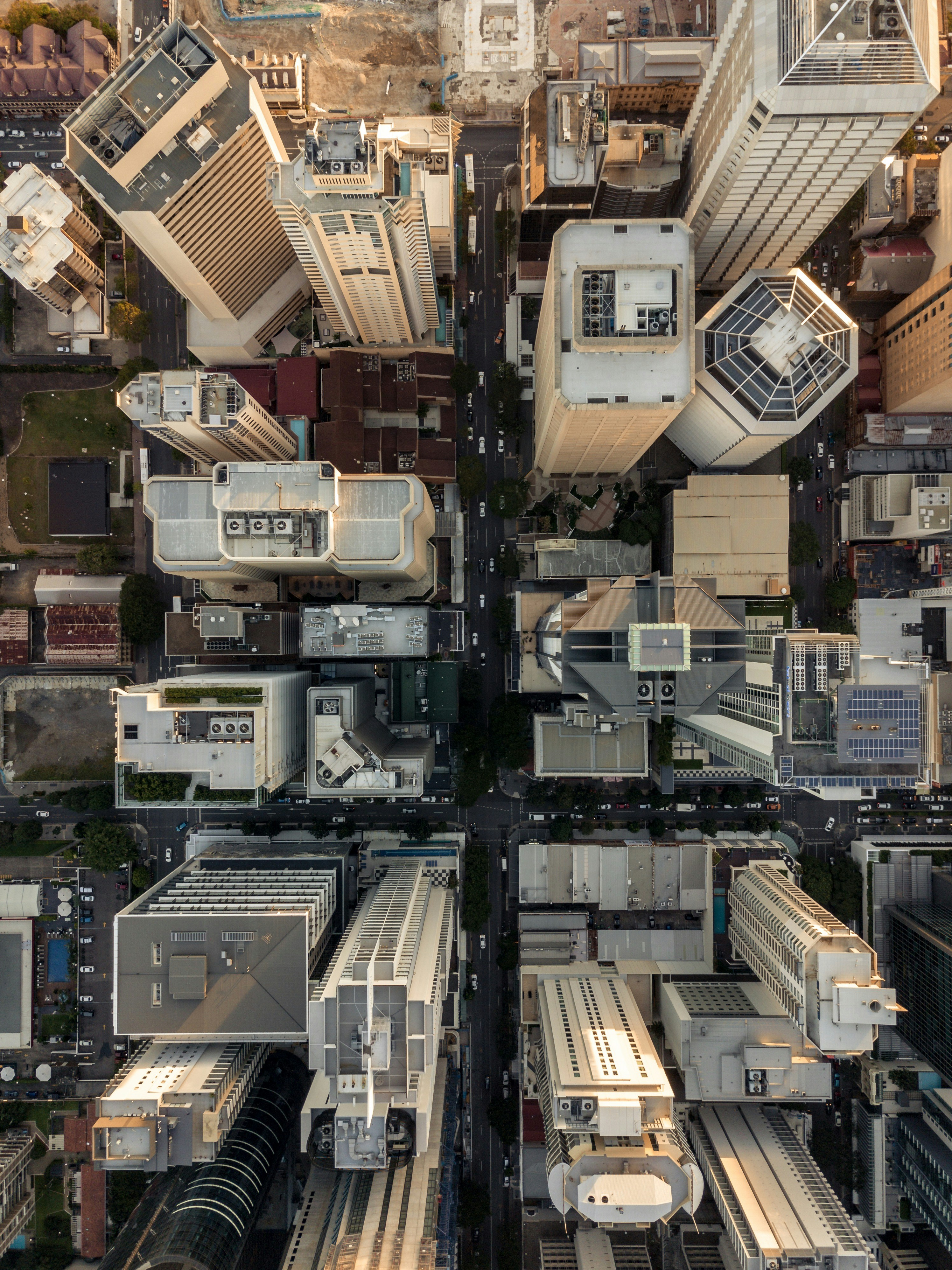 Top-down Aerial View of City Skyscrapers